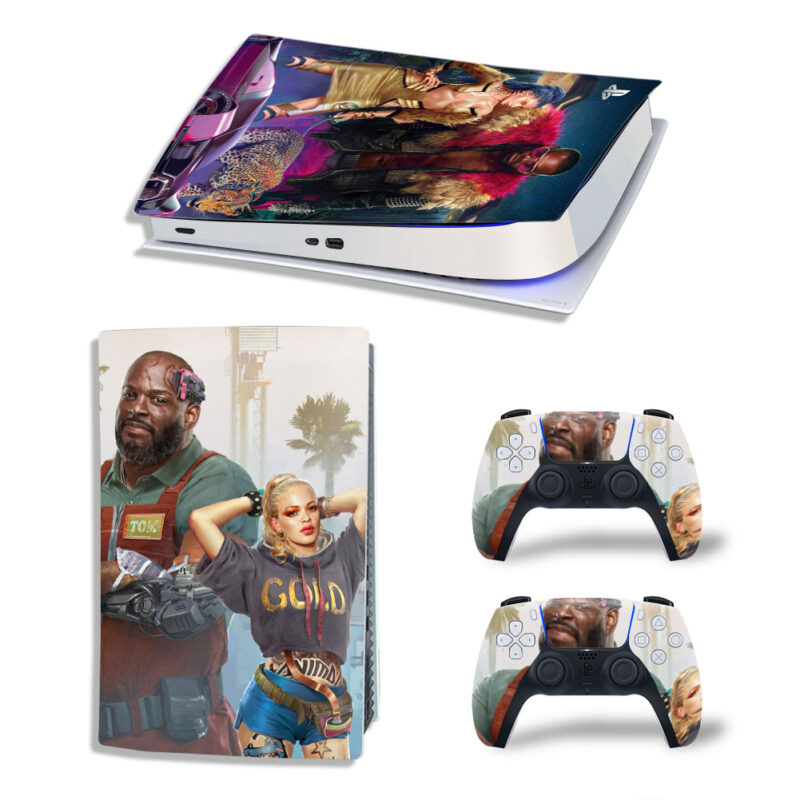 Cyberpunk 2077 Theme Skin Sticker Decal For PS5 Digital Edition And Controllers