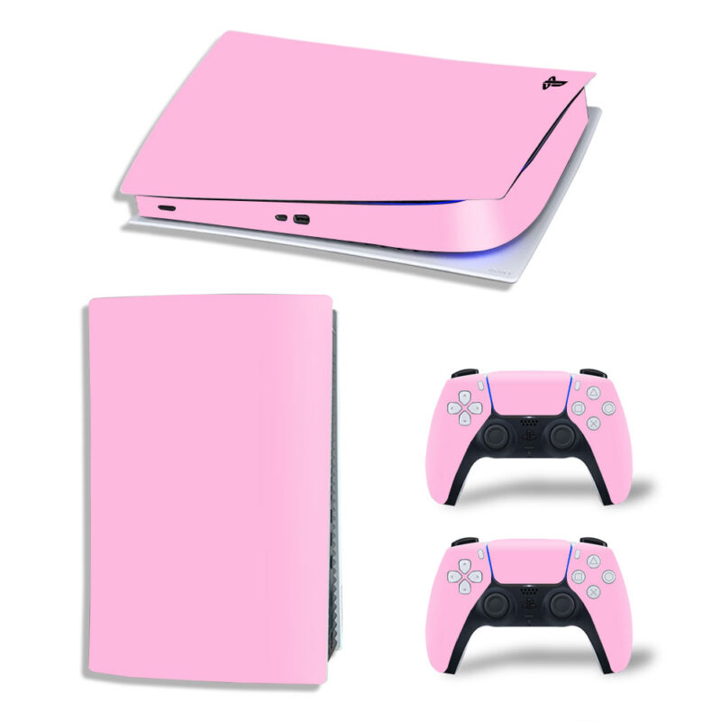 Light Pink Color Skin Sticker Decal For PS5 Digital Edition And Controllers