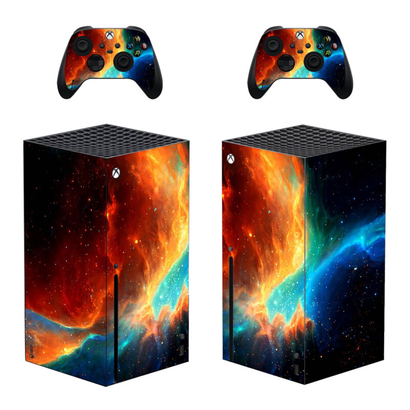 Colorful Nebula Space With Stars Digital Art Skin Sticker For Xbox Series X And Controllers