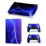 Blue Lightning Thunder Skin Sticker Decal For PS5 Digital Edition And Controllers