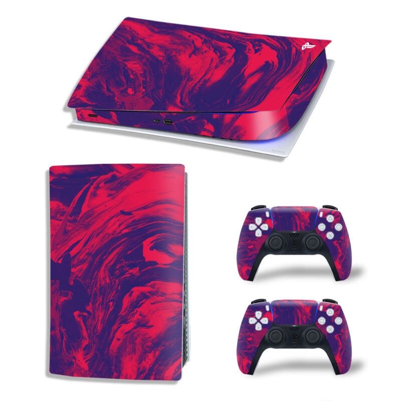 Abstract Blue And Red Watercolor Painting Texture PS5 Digital Edition Skin Sticker Decal