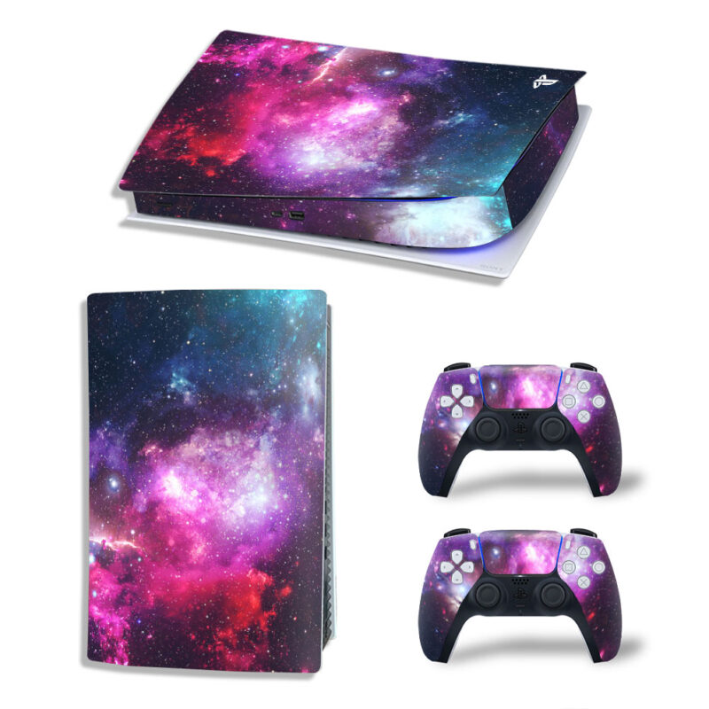 Nebula Galaxy With Stars Skin Sticker Decal For PS5 Digital Edition And Controllers