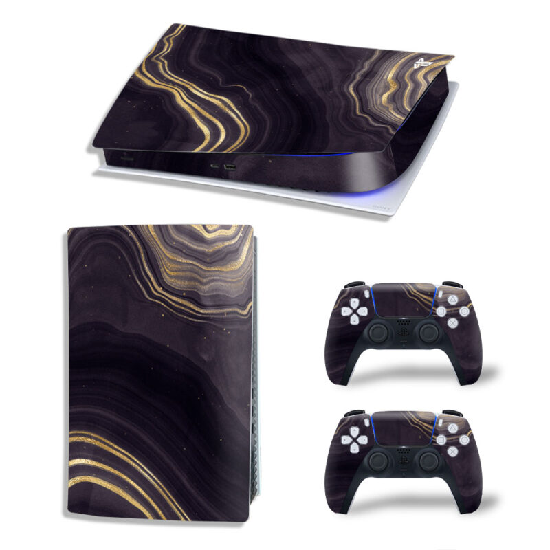 Abstract Gold Agate Stone Texture Skin Sticker Decal For PS5 Digital Edition And Controllers