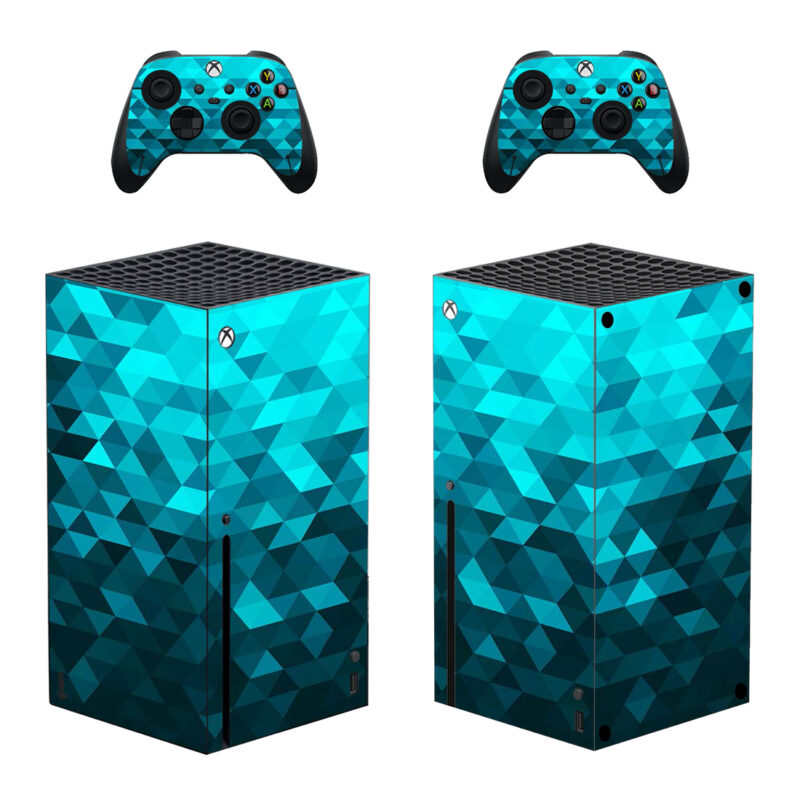 Abstract Blue Triangle Pattern Skin Sticker For Xbox Series X And Controllers