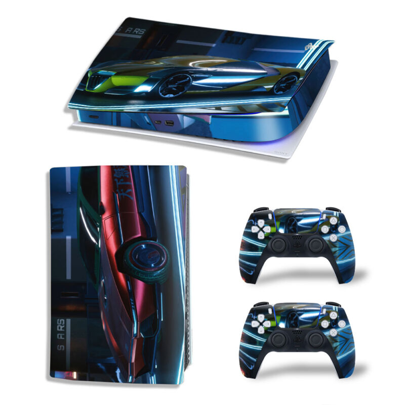 Cyberpunk 2077 Sports Cars Skin Sticker Decal For PS5 Digital Edition And Controllers