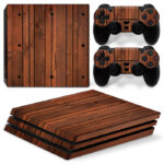 Brown Wooden Board Plank Texture Skin Sticker For PS4 Pro And Controllers