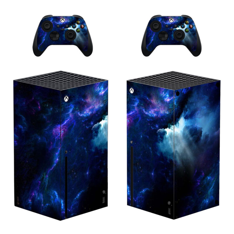 Blue Space Nebula Cloud Skin Sticker For Xbox Series X And Controllers