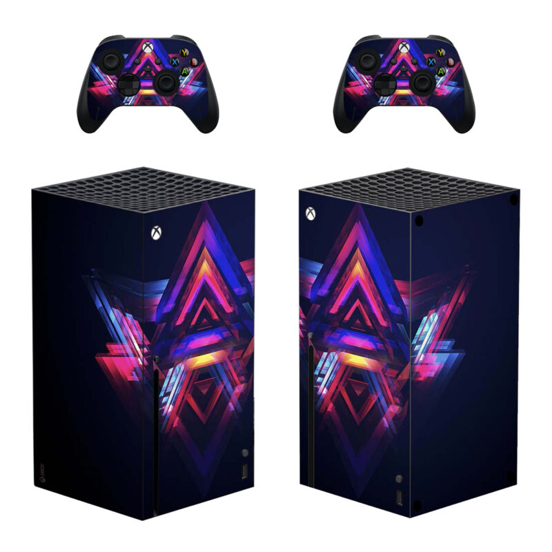 Abstraction Of Creative Triangles Digital Art Skin Sticker For Xbox Series X And Controllers