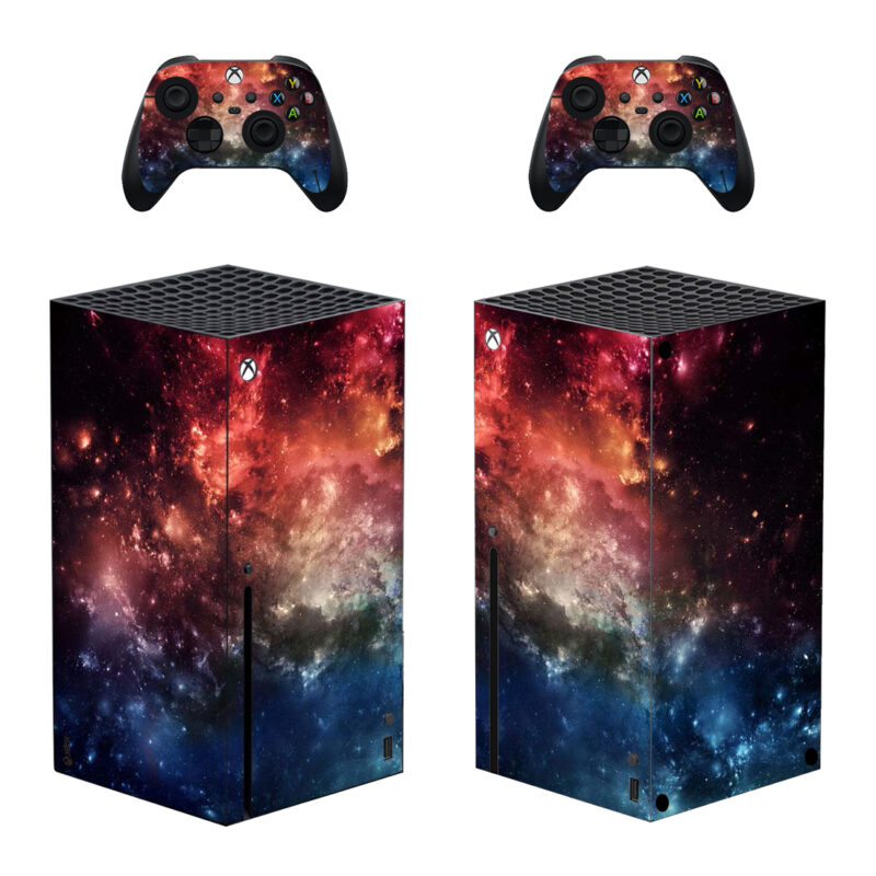 Blue And Red Pink Starry Sky Space Skin Sticker For Xbox Series X And Controllers