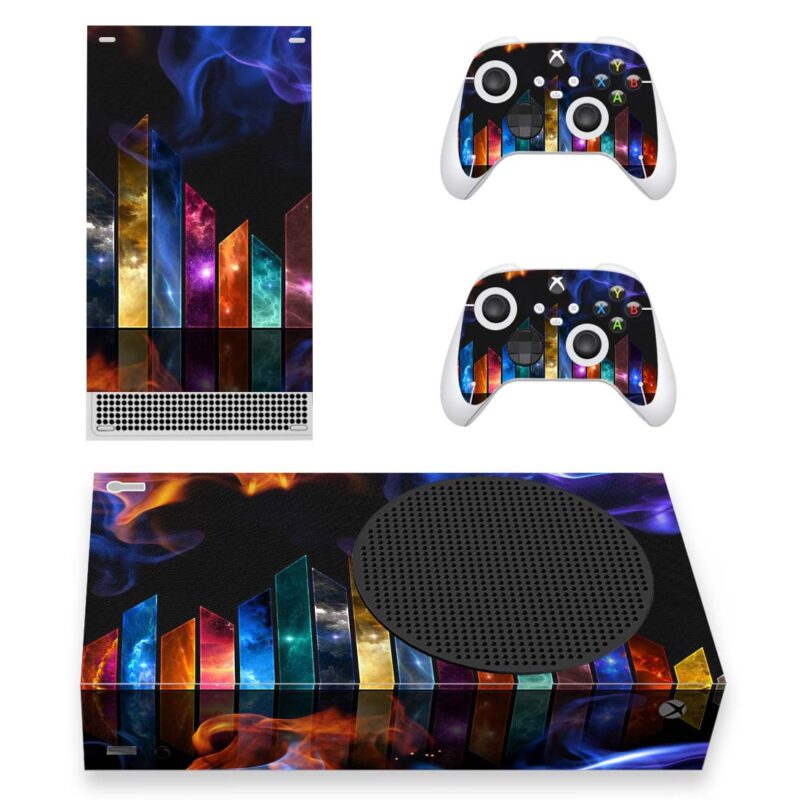 Abstract Multicolor Smokey And Glass Shards Space Skin Sticker For Xbox Series S And Controllers