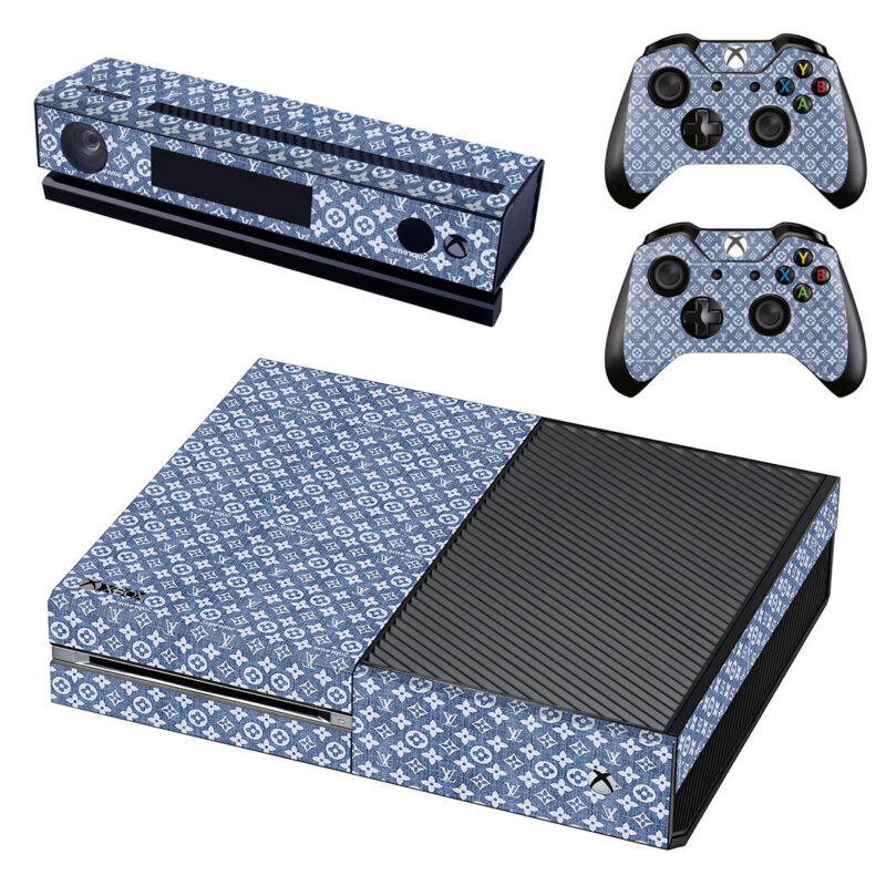 Louis Vuitton On Blue Monogram Pattern Xbox One Skin Sticker