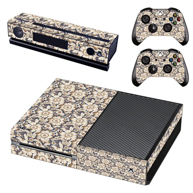 Seamless Vector Floral Pattern Skin Sticker For Xbox One