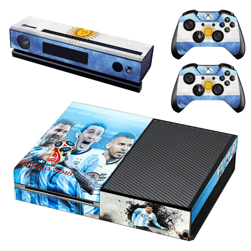 Flag Of Argentina And Lionel Messi Skin Sticker For Xbox One