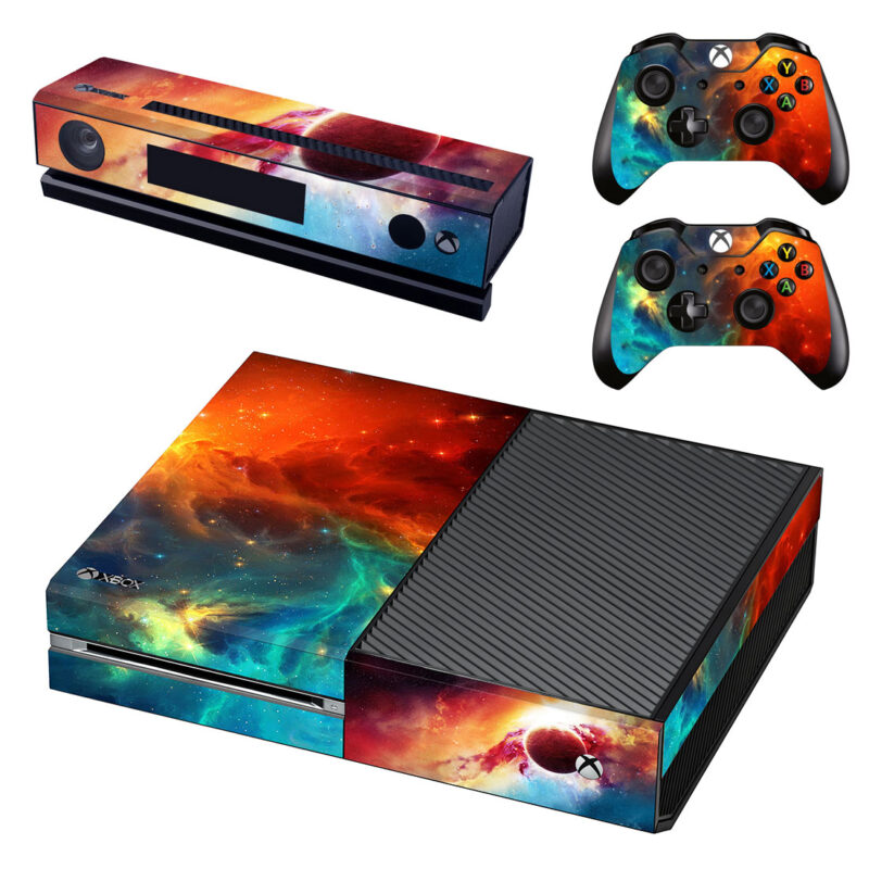 Blue And Orange Galaxy Xbox One Skin Sticker Design 1