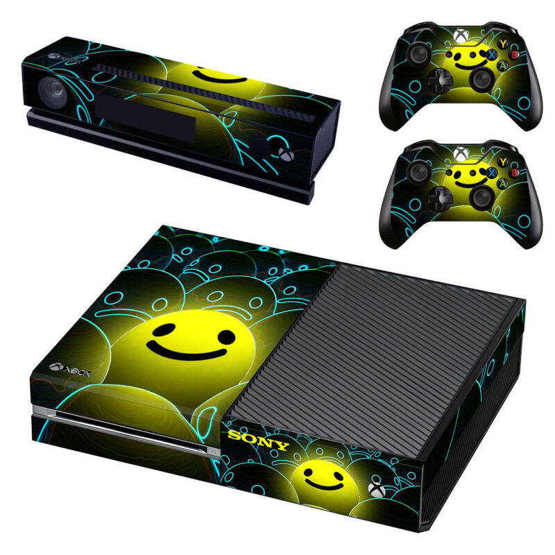 Neon Smiley Face Xbox One Skin Sticker