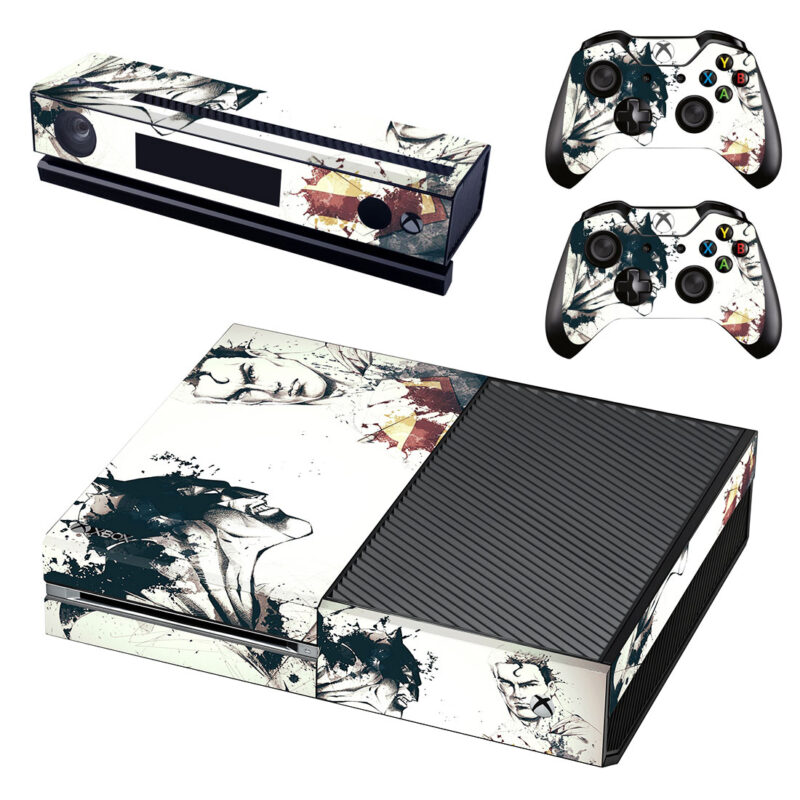 Batman And Superman Ink Art Xbox One Skin Sticker