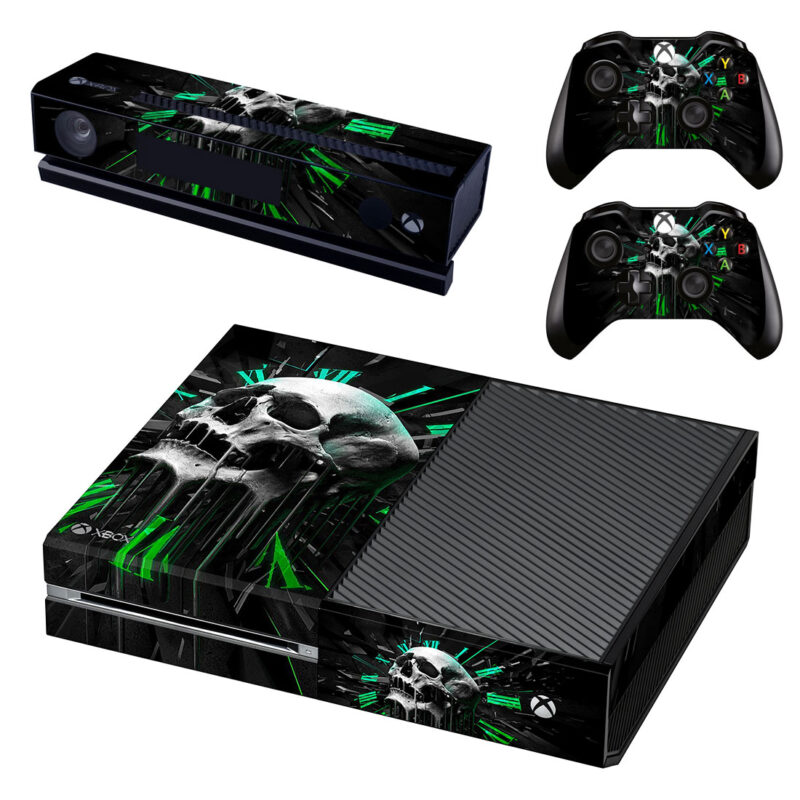 Green Skull Clock Xbox One Skin Sticker