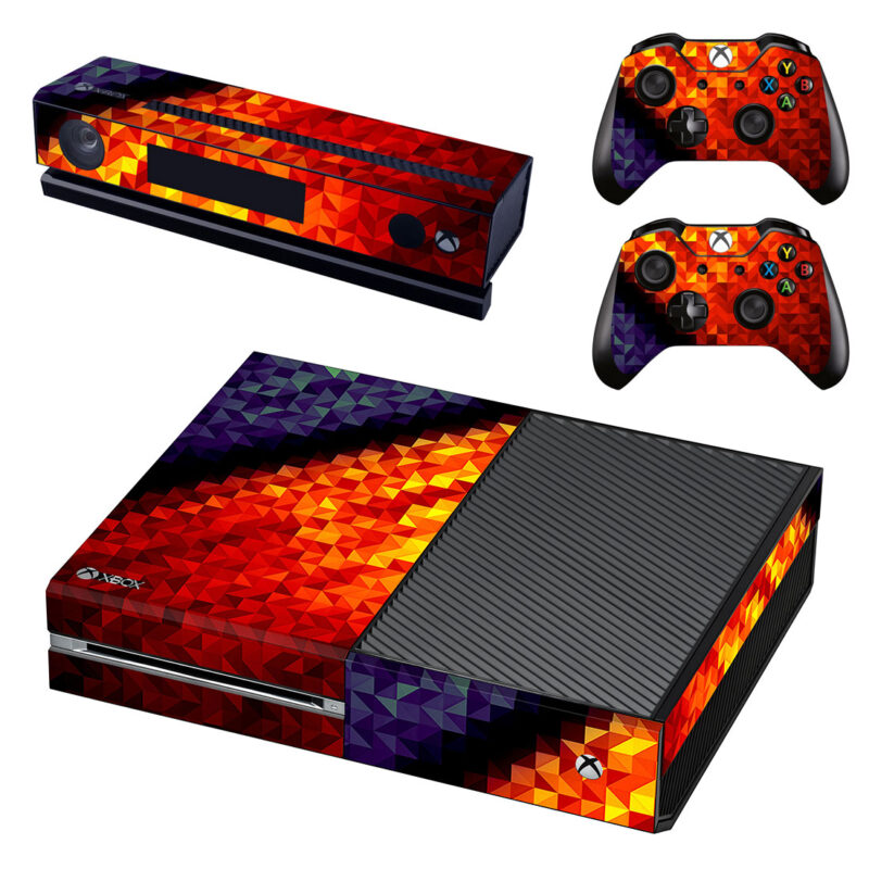 Abstract Orange And Black Polygon Pattern Xbox One Skin Sticker