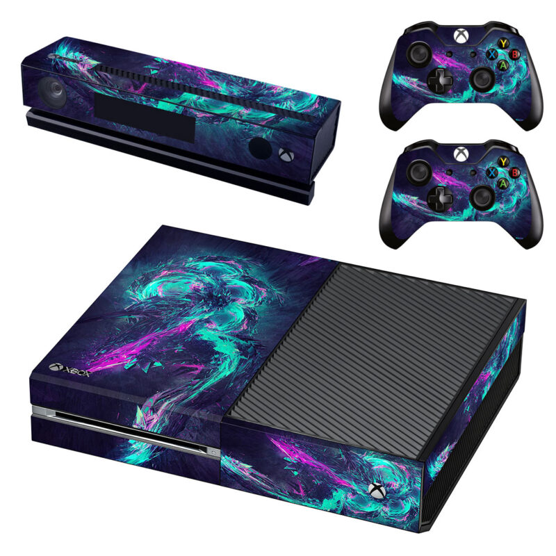 Abstract Blue And Purple Shards Painting Xbox One Skin Sticker