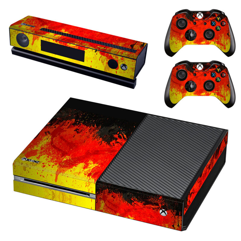 Yellow Red And Black Abstract Painting Xbox One Skin Sticker