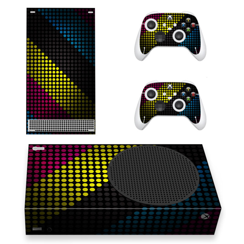 Neon Multicolored Polka Dot Pattern Skin Sticker For Xbox Series S And Controllers