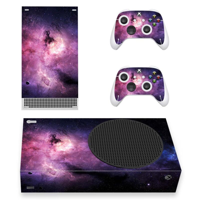 Black And Purple Nebula Space Galaxy Skin Sticker For Xbox Series S And Controllers