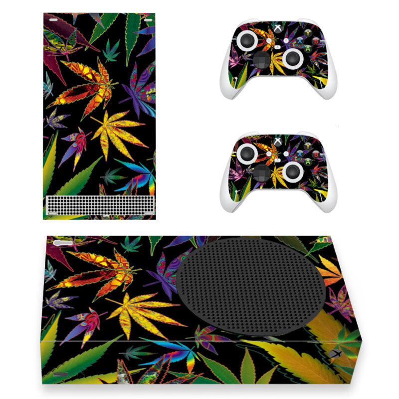 Colorful Weed Leaves Pattern Skin Sticker For Xbox Series S And Controllers