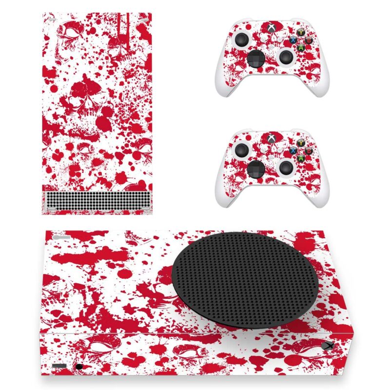 Blood Splatter Skull Pattern Skin Sticker For Xbox Series S And Controllers Design 1