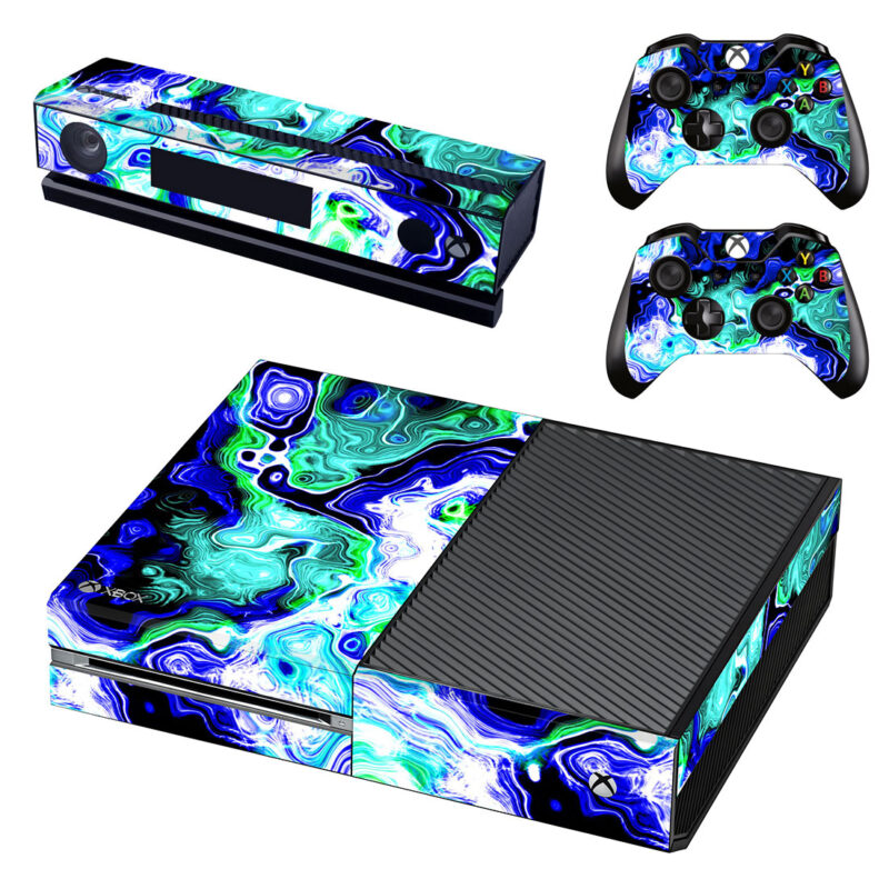 Neon Blue And Green Oil Painting Xbox One Skin Sticker