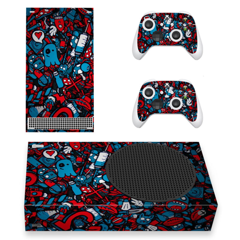 Abstract Shapes And Objects Graffiti Skin Sticker For Xbox Series S And Controllers