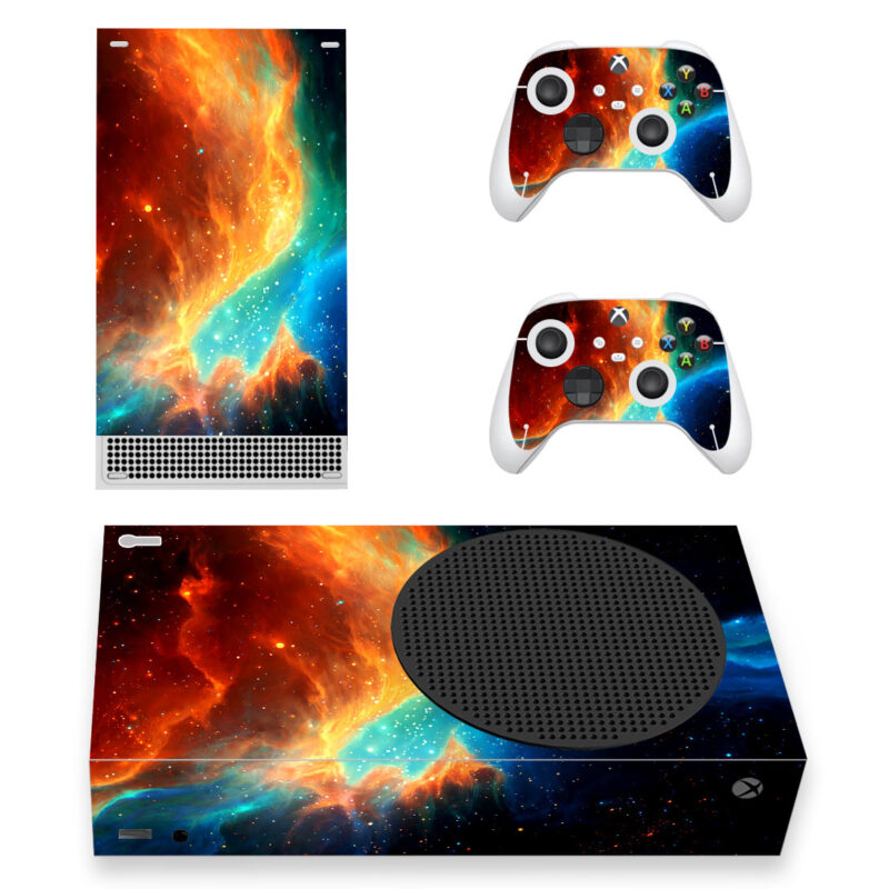 Colorful Nebula Space With Stars Digital Art Skin Sticker For Xbox Series S And Controllers