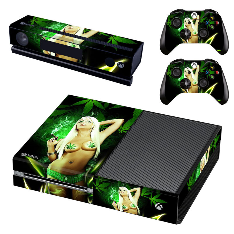 Marijuana Weed Leaf Girl Skin Sticker For Xbox One