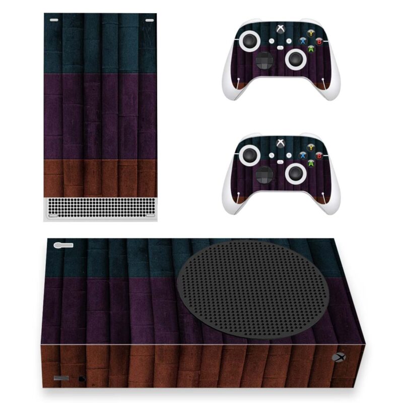 Dark Purple Brown And Blue Stripes Wood Texture Skin Sticker For Xbox Series S And Controllers