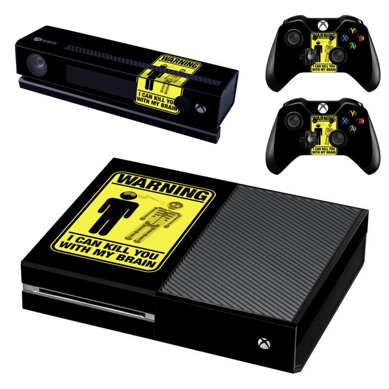 Warning I Can Kill You With My Brain Skin Sticker For Xbox One