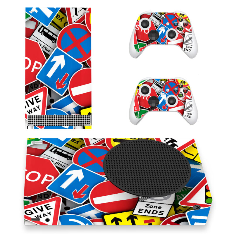 Road Traffic Signs Pattern Skin Sticker For Xbox Series S And Controllers