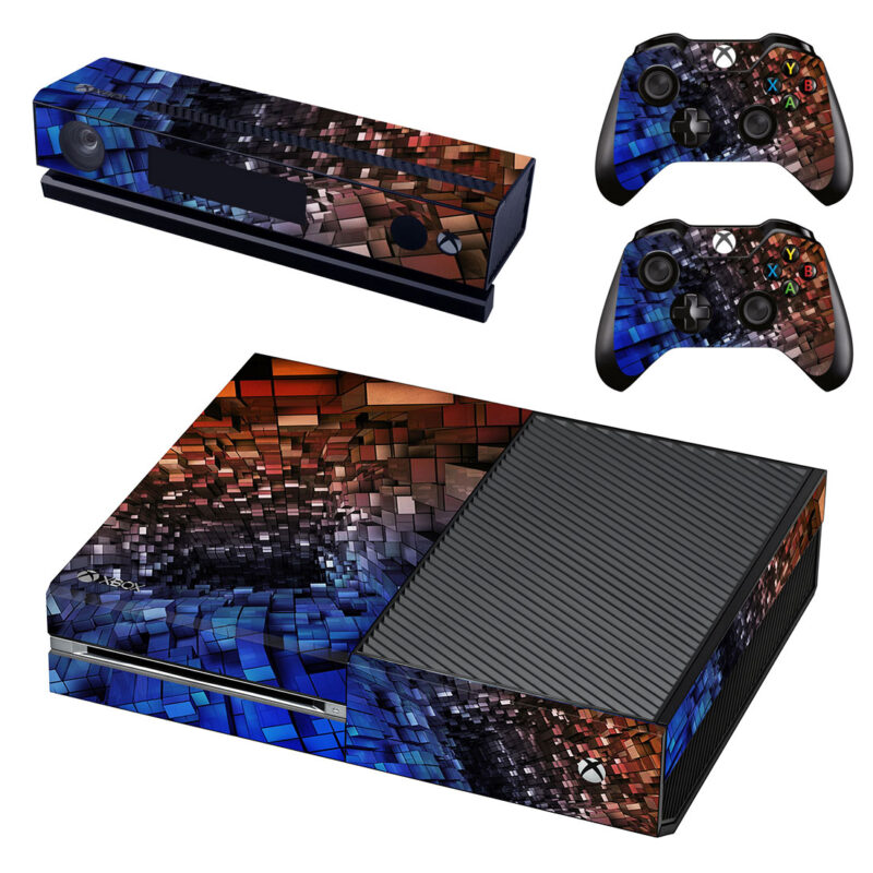 Abstract Multicolor Cubes Tunnel Xbox One Skin Sticker