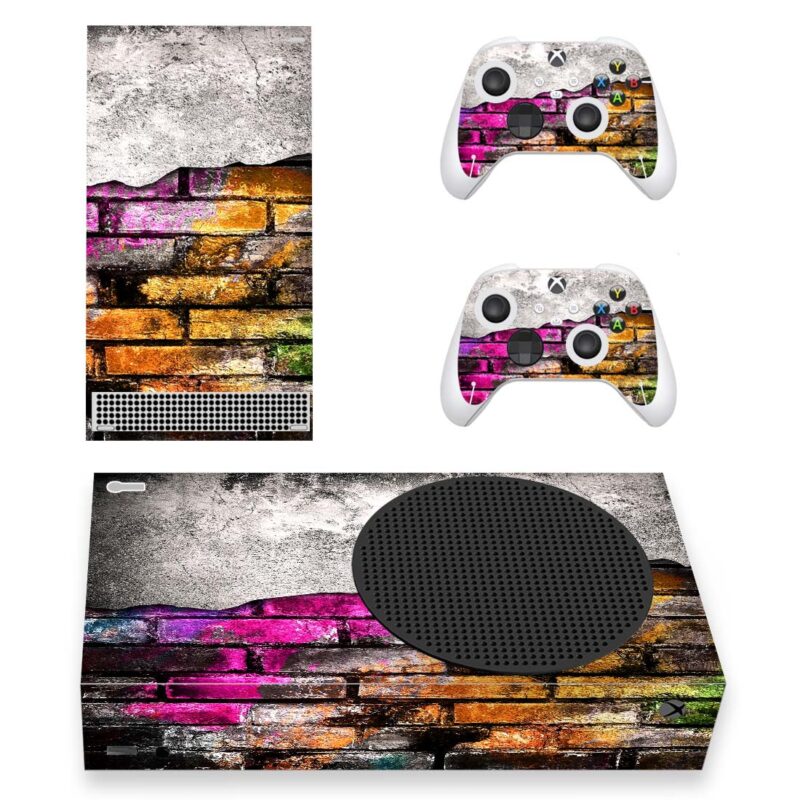 Multicolor Graffiti Brick Wall Pattern Skin Sticker For Xbox Series S And Controllers