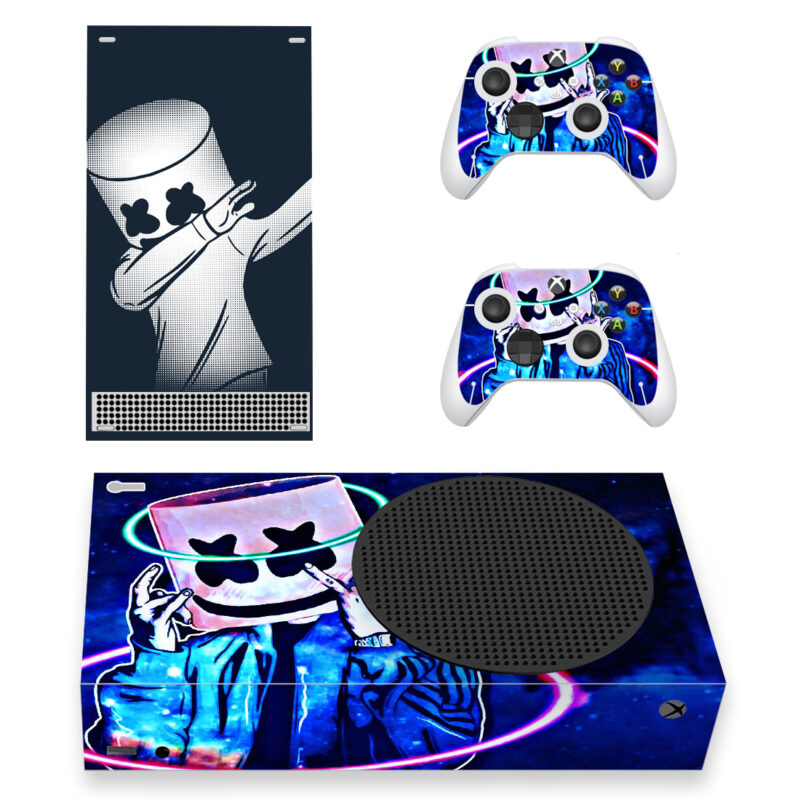 DJ Marshmello Blue Neon Skin Sticker For Xbox Series S And Controllers