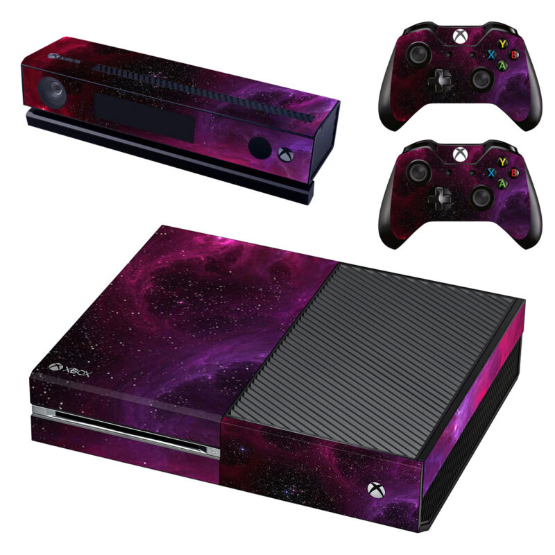 Pink With Red Stars Galaxy Space Xbox One Skin Sticker