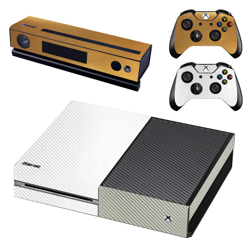 White And Gold Color Texture Skin Sticker For Xbox One