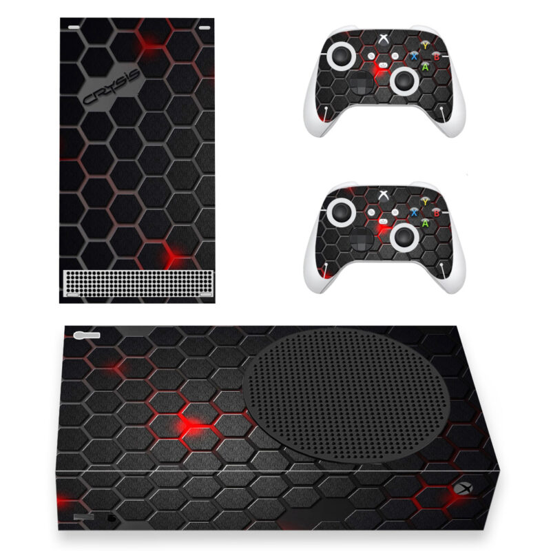 Abstract Crysis Hexagon With Red Skin Sticker For Xbox Series S And Controllers