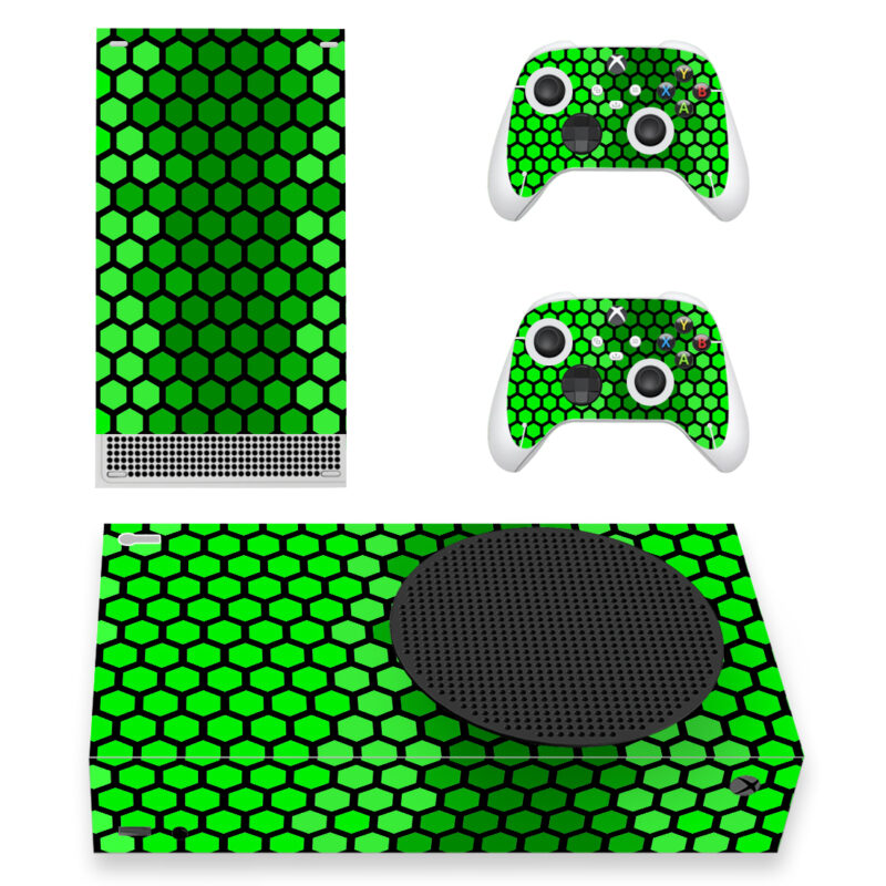 Abstract Honeycomb Green Pattern Skin Sticker For Xbox Series S And Controllers