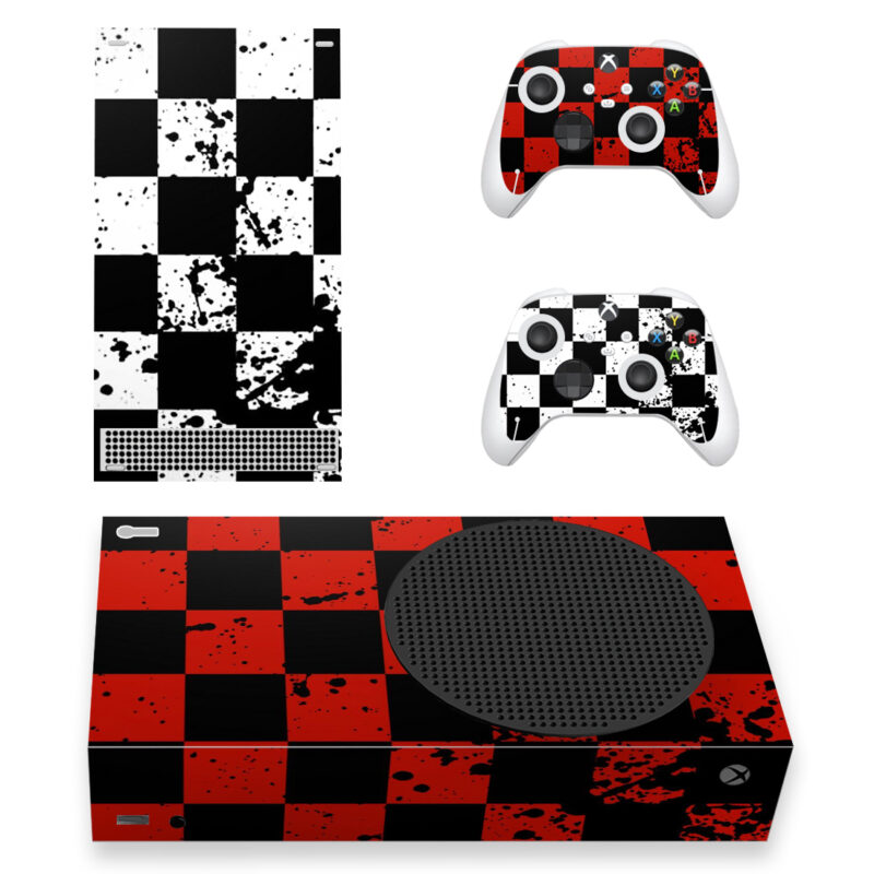 White And Red Chessboard Pattern Skin Sticker For Xbox Series S And Controllers