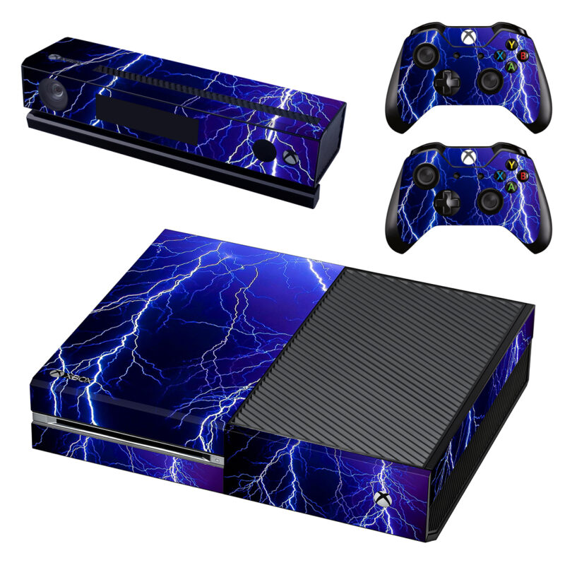 Blue Lightning Thunder Skin Sticker For Xbox One