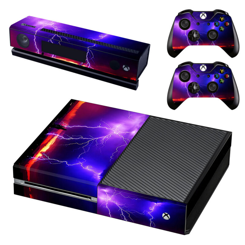 Purple And Blue Lightning Xbox One Skin Sticker