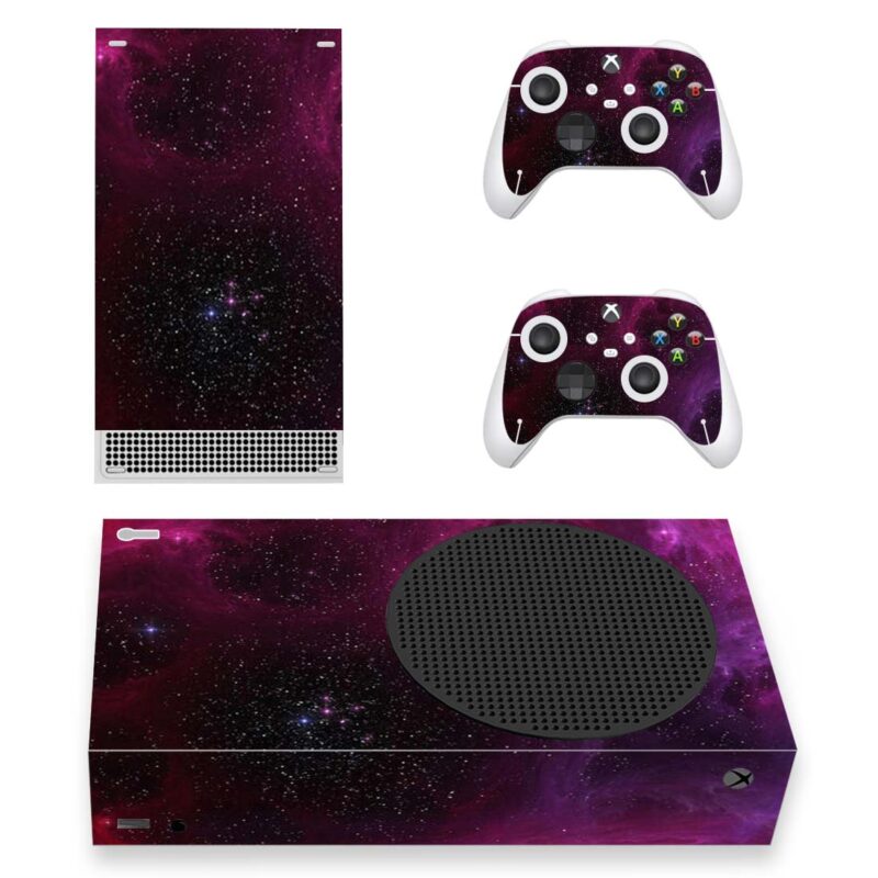 Pink With Red Stars Galaxy Space Skin Sticker For Xbox Series S And Controllers