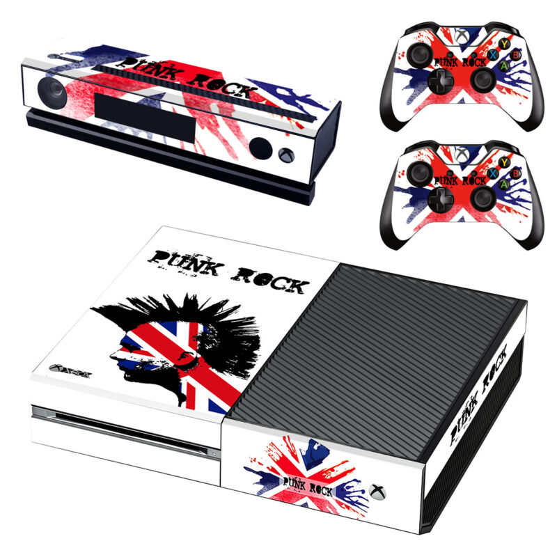 United Kingdom Flag In Punk Rock Head Art Xbox One Skin Sticker