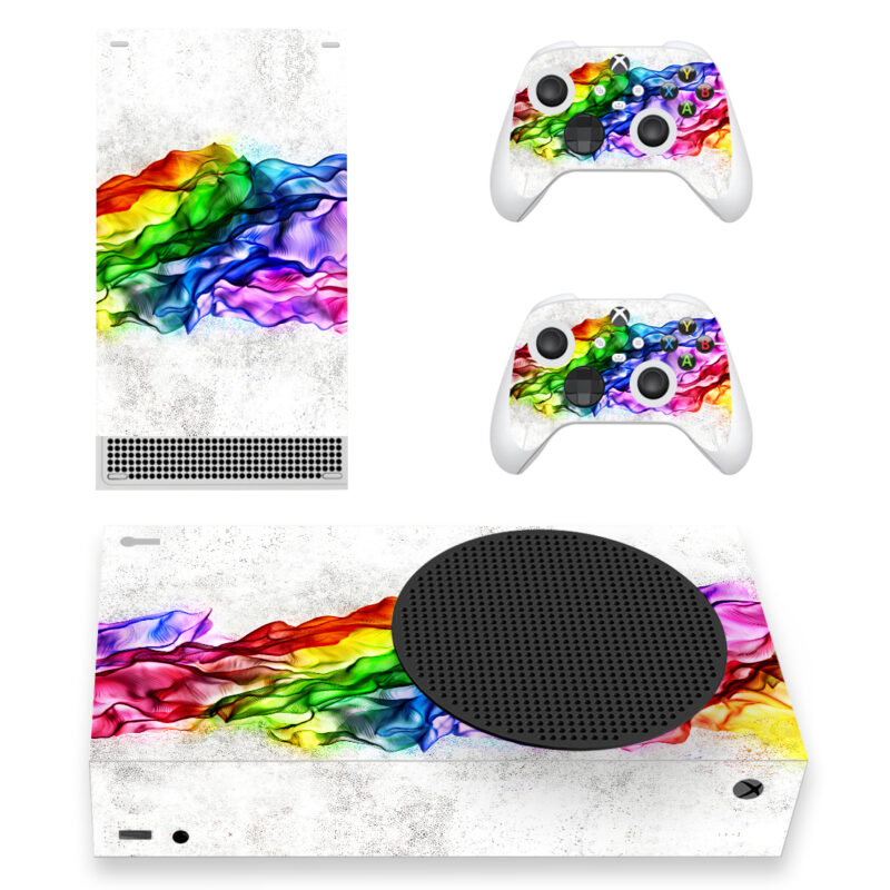 Rainbow Color Neon Silk Folds Art Skin Sticker For Xbox Series S And Controllers