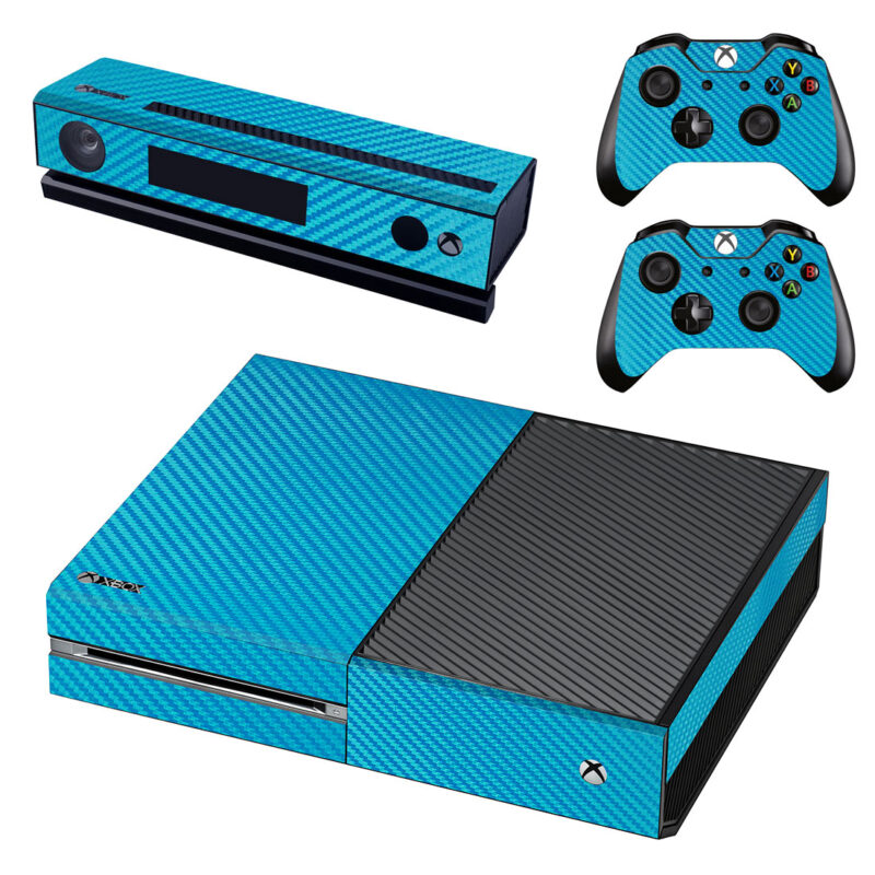 Sky Blue Carbon Fiber Pattern Xbox One Skin Sticker