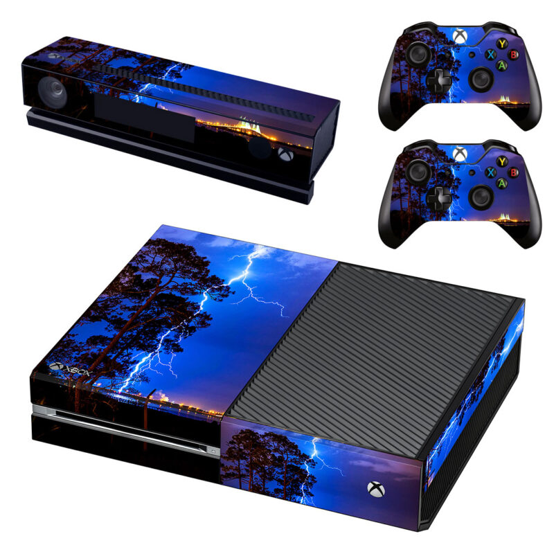 Blue Lightning Strikes Tree Xbox One Skin Sticker